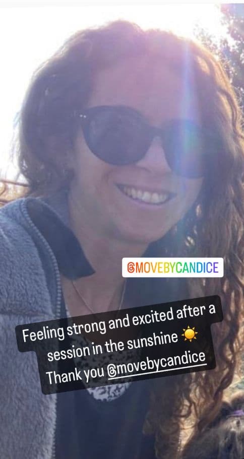 Member selfie captioned: "The best way to start my day with an amazing session by @movebycandice"
