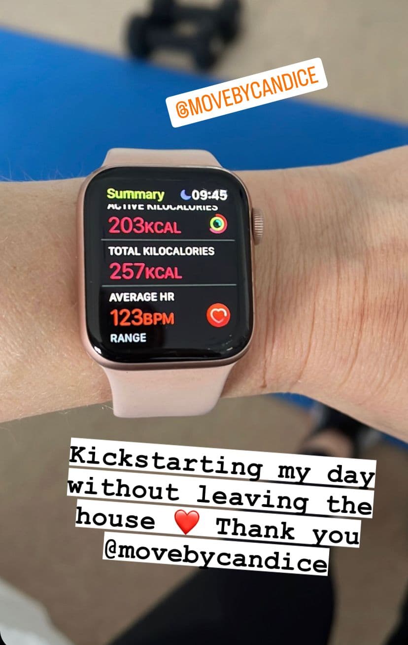 Move by Candice member sharing their training results on Instagram