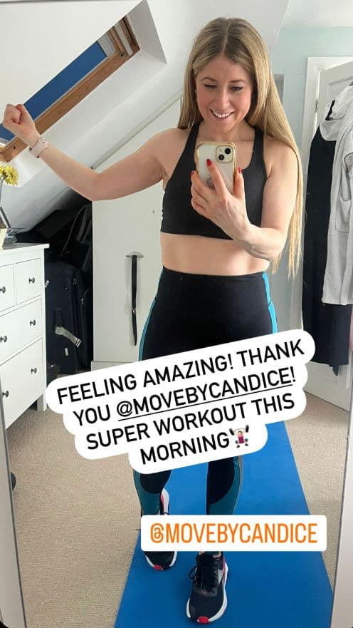 Move by Candice member sharing their training results on Instagram